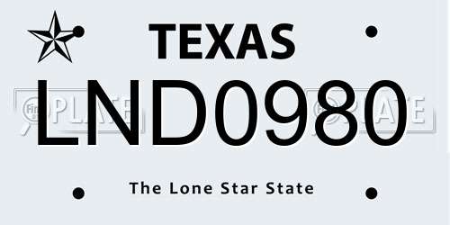 LND0980 Texas License Plate