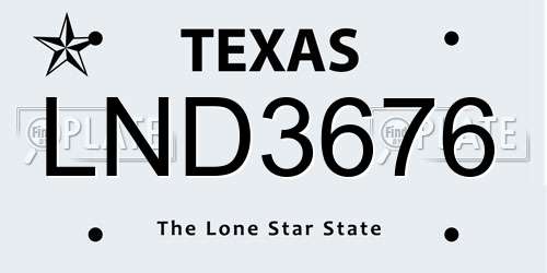 LND3676 Texas License Plate