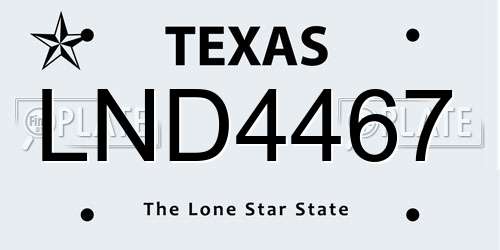 LND4467 Texas License Plate