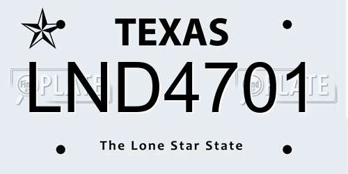LND4701 Texas License Plate