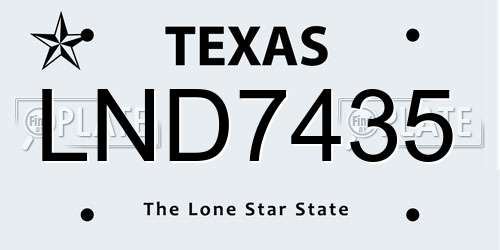 LND7435 Texas License Plate