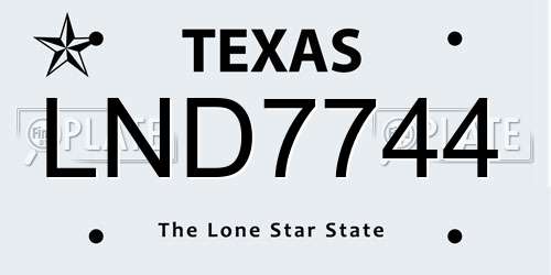 LND7744 Texas License Plate