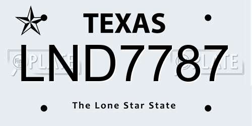 LND7787 Texas License Plate