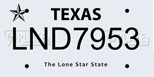 LND7953 Texas License Plate
