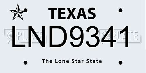 LND9341 Texas License Plate