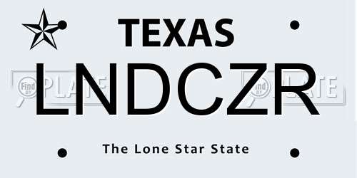 LNDCZR Texas License Plate