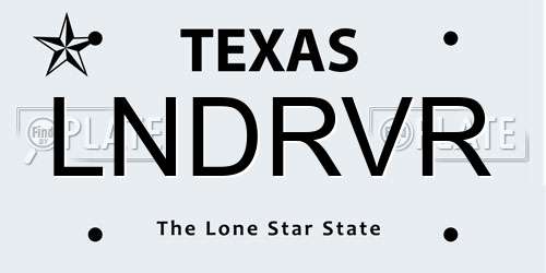 LNDRVR Texas License Plate