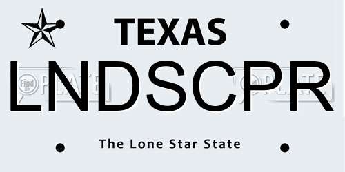 LNDSCPR Texas License Plate