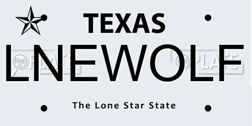 LNEWOLF Texas License Plate