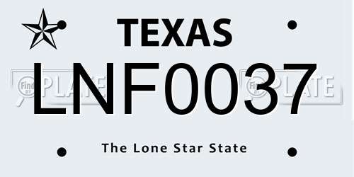LNF0037 Texas License Plate