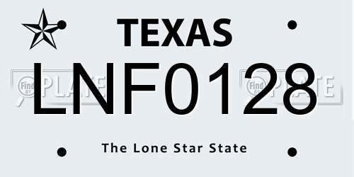 LNF0128 Texas License Plate