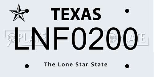 LNF0200 Texas License Plate