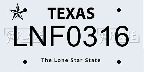 LNF0316 Texas License Plate