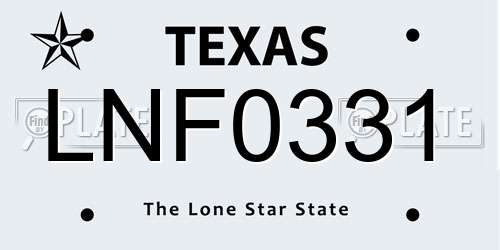 LNF0331 Texas License Plate