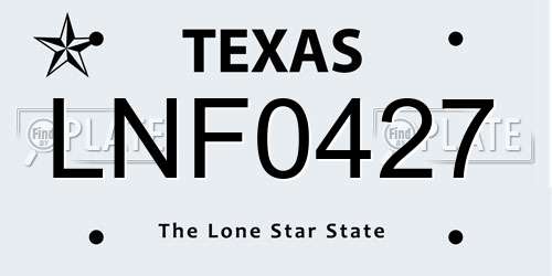 LNF0427 Texas License Plate