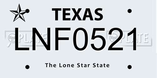 LNF0521 Texas License Plate