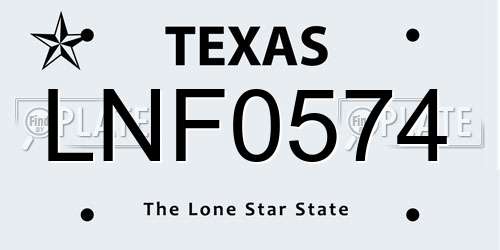 LNF0574 Texas License Plate