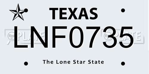 LNF0735 Texas License Plate