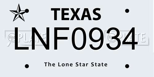 LNF0934 Texas License Plate