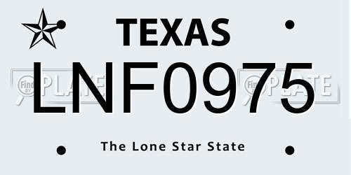 LNF0975 Texas License Plate