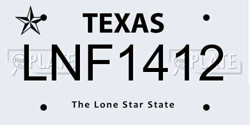 LNF1412 Texas License Plate