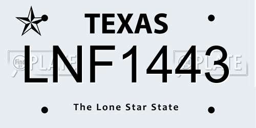 LNF1443 Texas License Plate