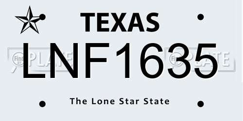 LNF1635 Texas License Plate