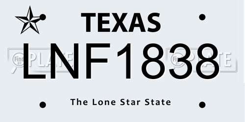 LNF1838 Texas License Plate
