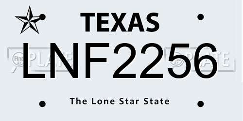 LNF2256 Texas License Plate