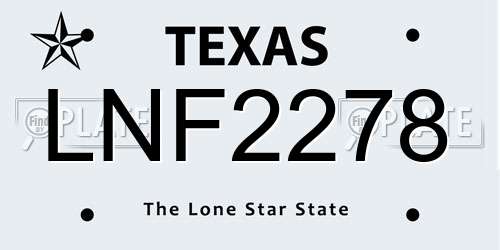 LNF2278 Texas License Plate