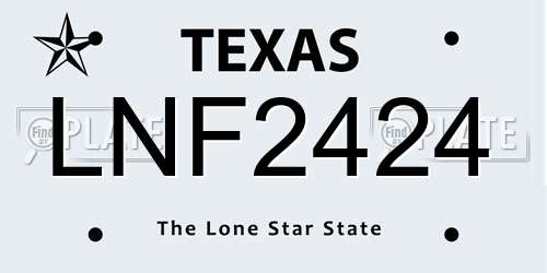 LNF2424 Texas License Plate