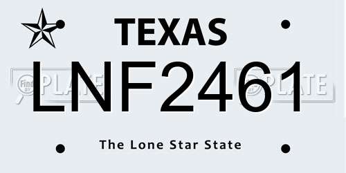 LNF2461 Texas License Plate