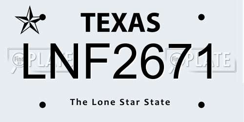 LNF2671 Texas License Plate