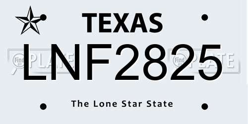 LNF2825 Texas License Plate