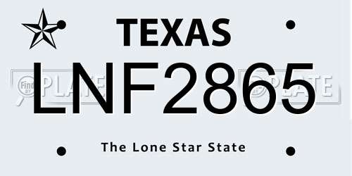 LNF2865 Texas License Plate