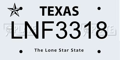 LNF3318 Texas License Plate