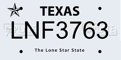 LNF3763 Texas License Plate
