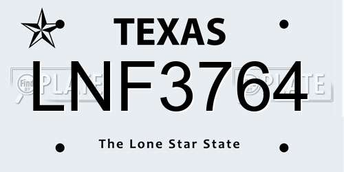 LNF3764 Texas License Plate