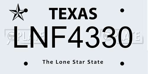 LNF4330 Texas License Plate