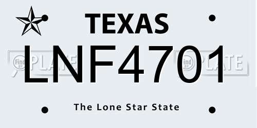 LNF4701 Texas License Plate