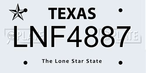 LNF4887 Texas License Plate