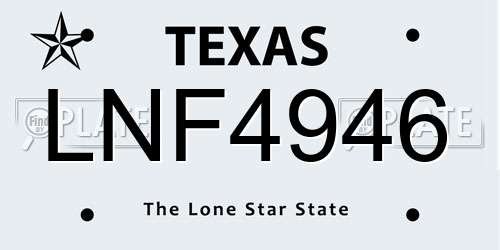 LNF4946 Texas License Plate