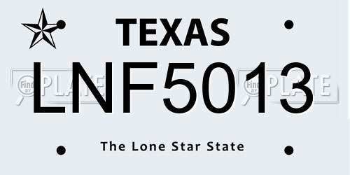 LNF5013 Texas License Plate