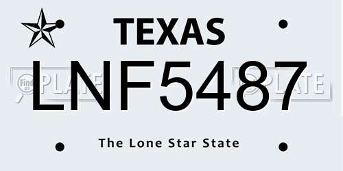 LNF5487 Texas License Plate