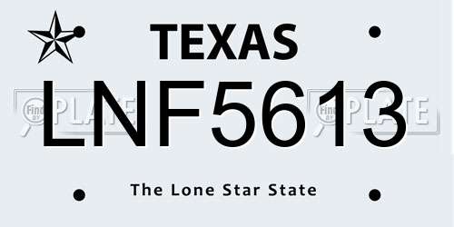 LNF5613 Texas License Plate