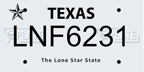 LNF6231 Texas License Plate
