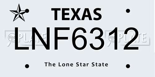 LNF6312 Texas License Plate