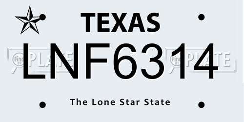 LNF6314 Texas License Plate