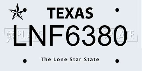 LNF6380 Texas License Plate