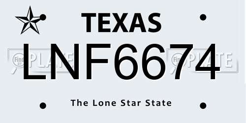 LNF6674 Texas License Plate